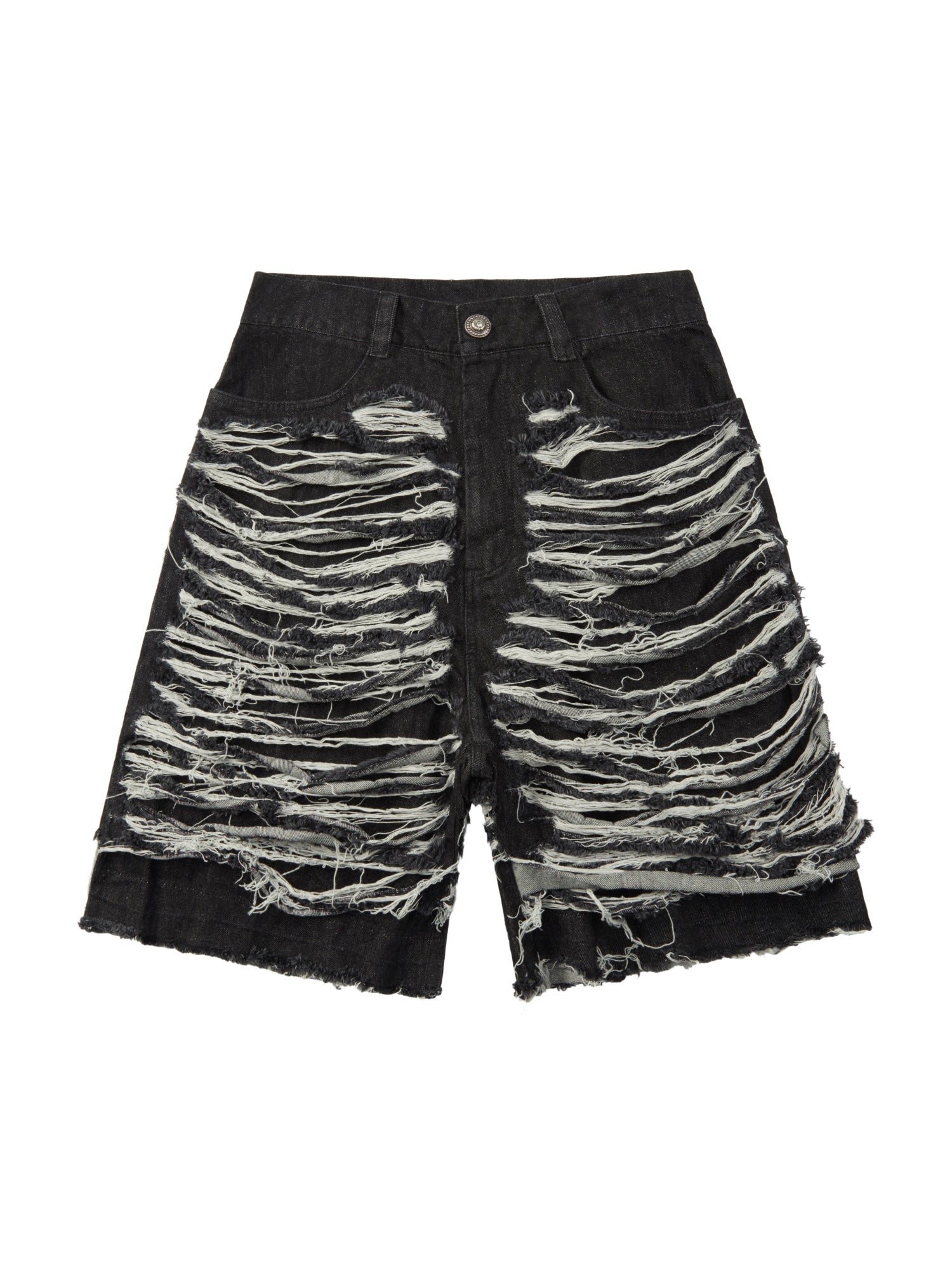 Thesupermade Heavy Washed Ripped Denim Hip-hop Jorts