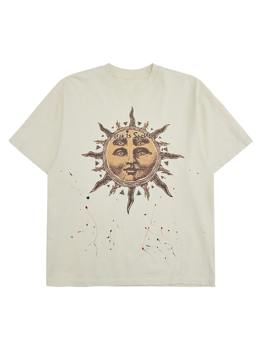 Ink-Splashed Sun God Worn T-shirt