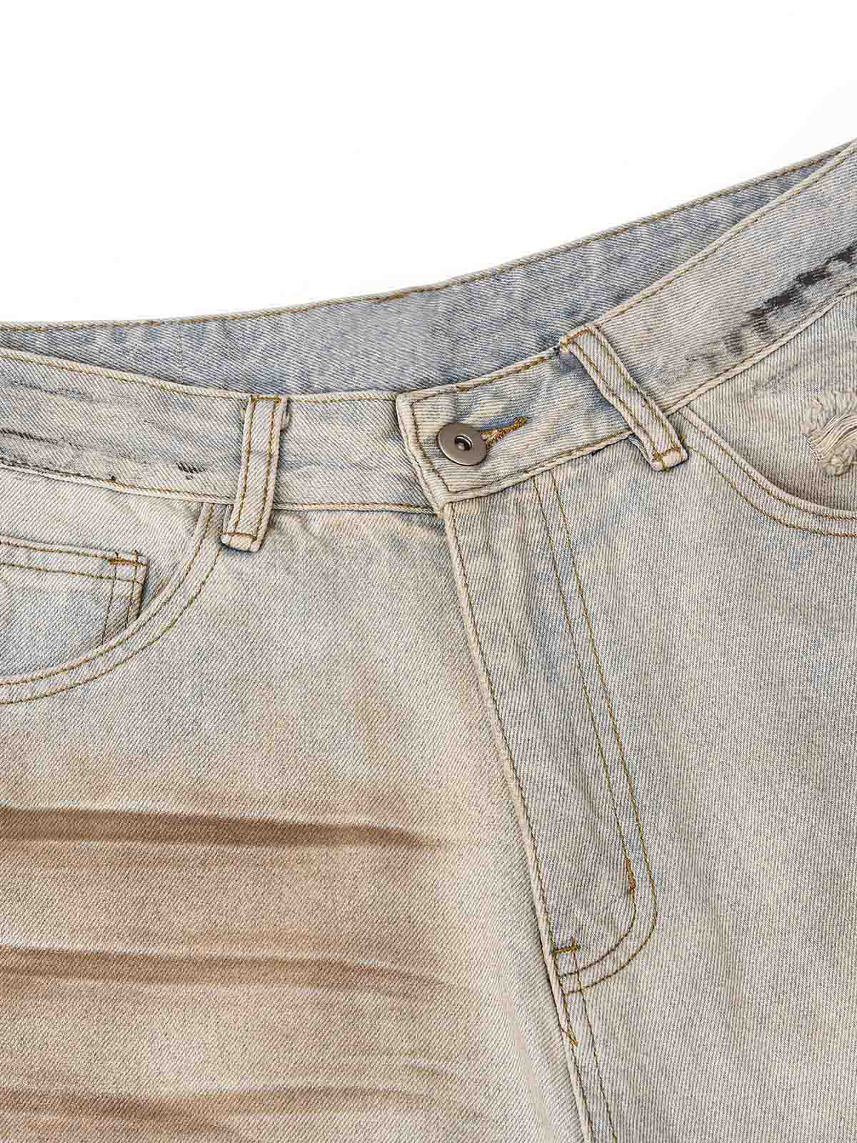 Thesupermade Washed Mud-Dye Straight Jeans