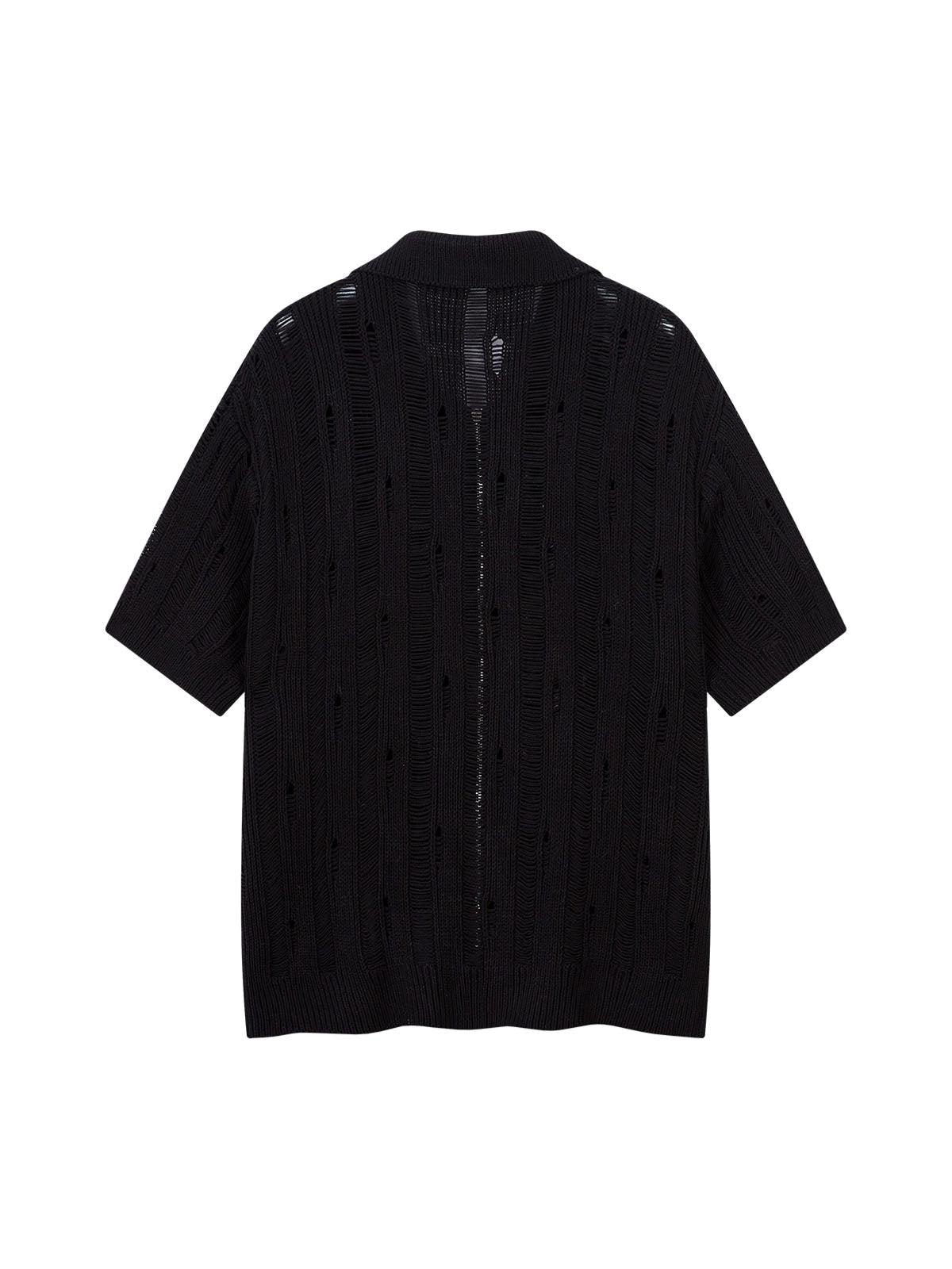 Chemise à manches courtes zippée en tricot noir Cleanfit