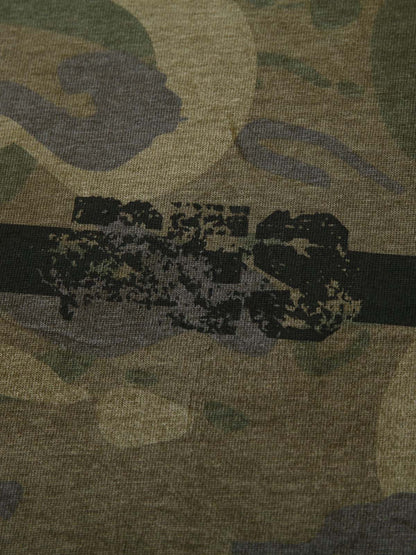 Zweiteiliges Langarm-T-Shirt mit Camouflage-Muster und Kunstfellmuster