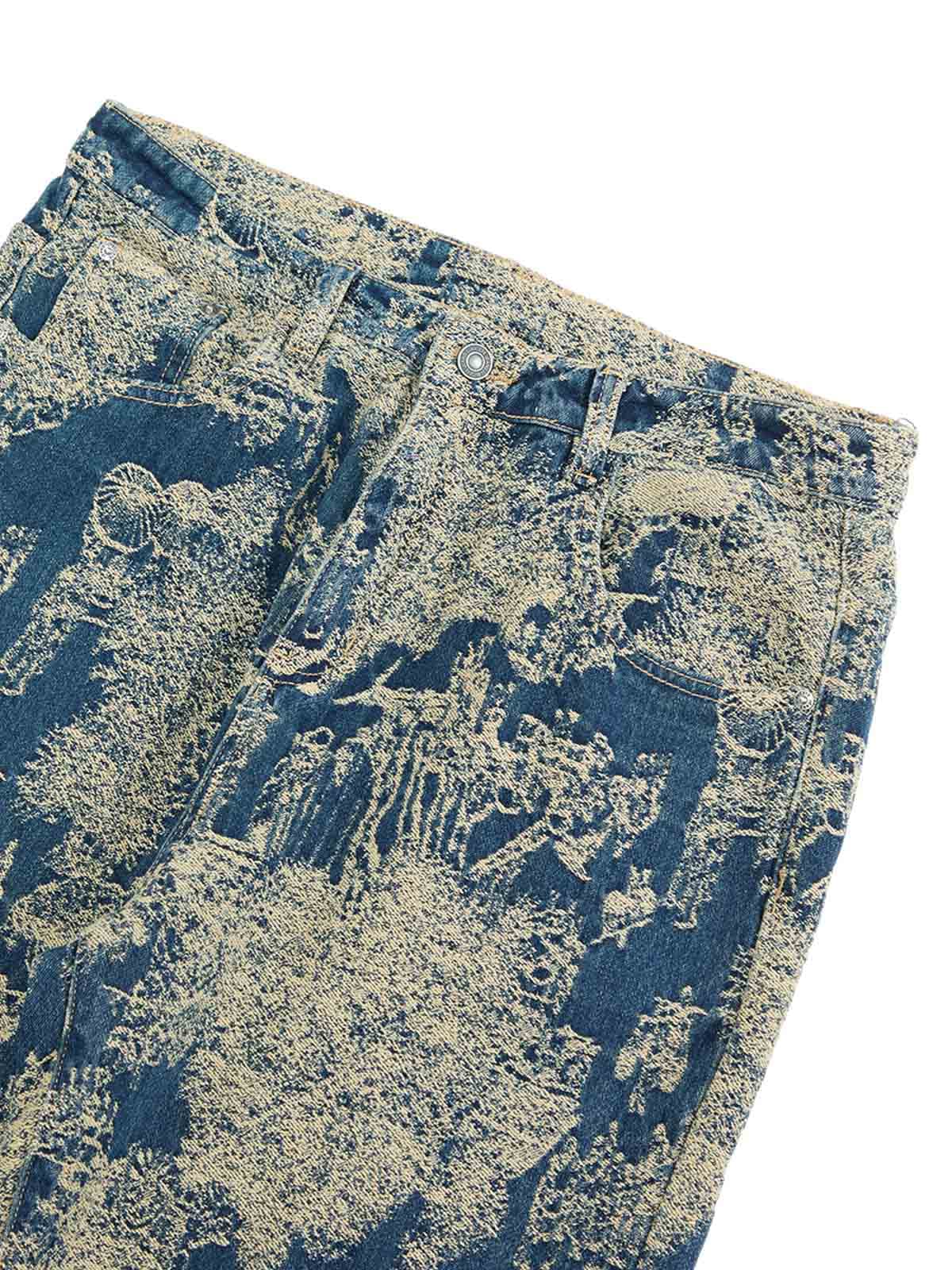 Gerade Jeans im Landscape-Jacquard-Stil