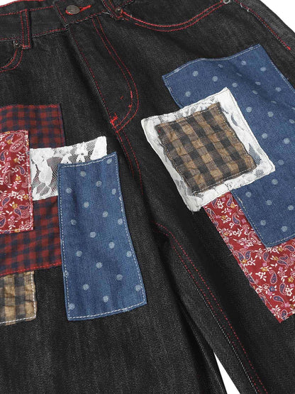 Retro-Patchwork-Baggy-Jeans
