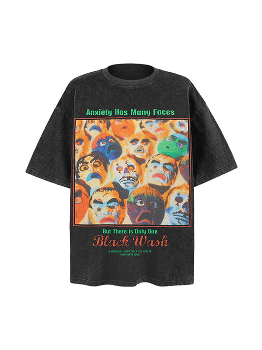 T-Shirt mit Rundhalsausschnitt und Graffiti-Print
