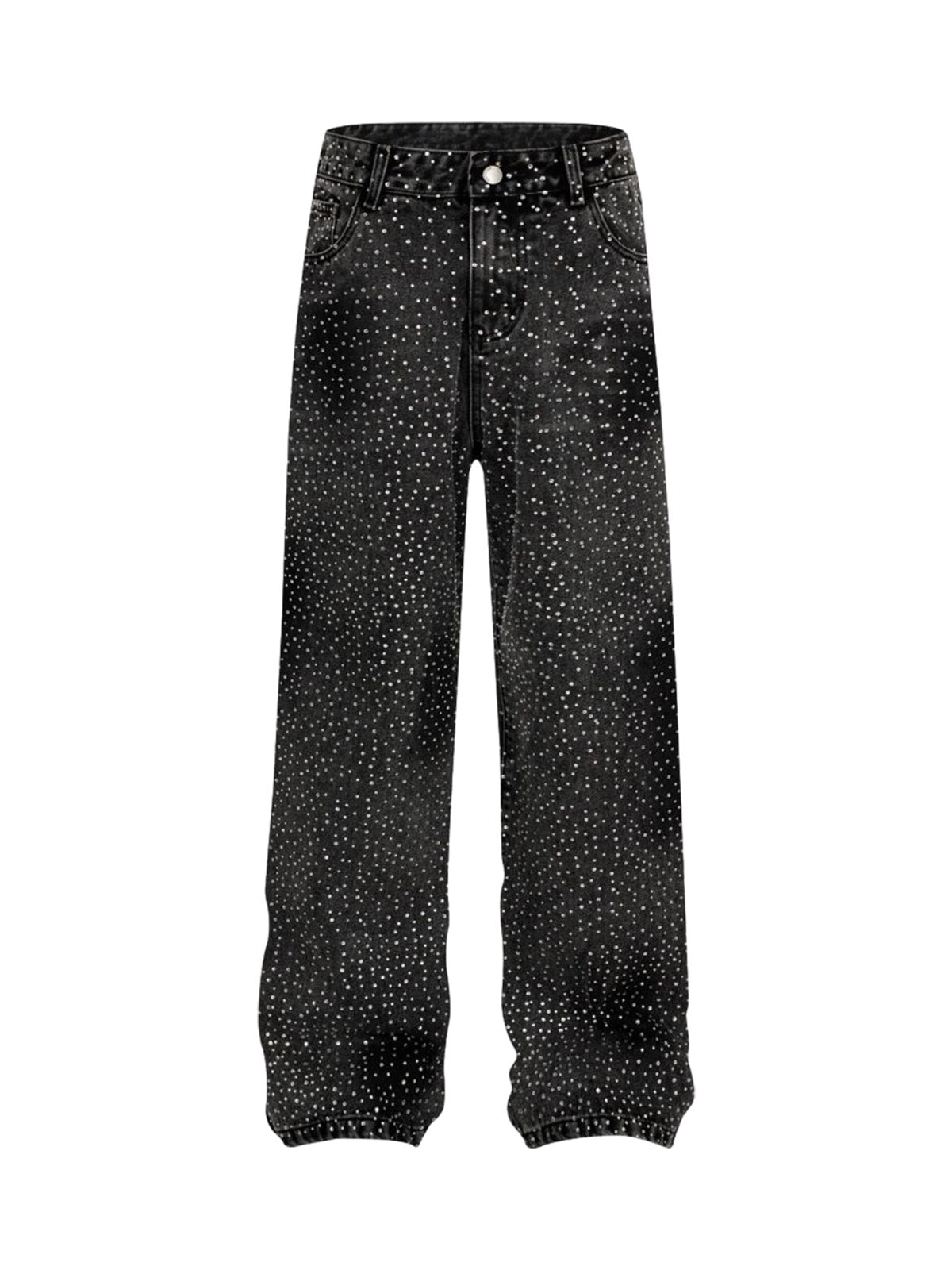 Washed Gradient Rhinestone Straight Jeans