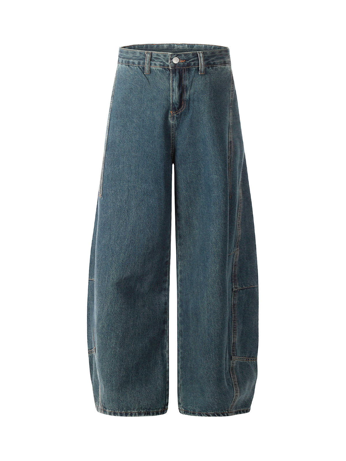 Washed Deconstructed Split Scimitar Baggy Barrel Jeans