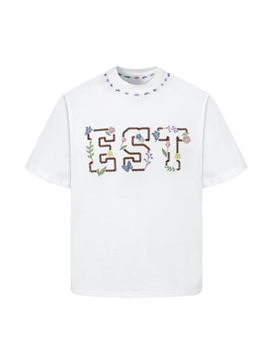 Embroidered Floral Crew Neck T-Shirt