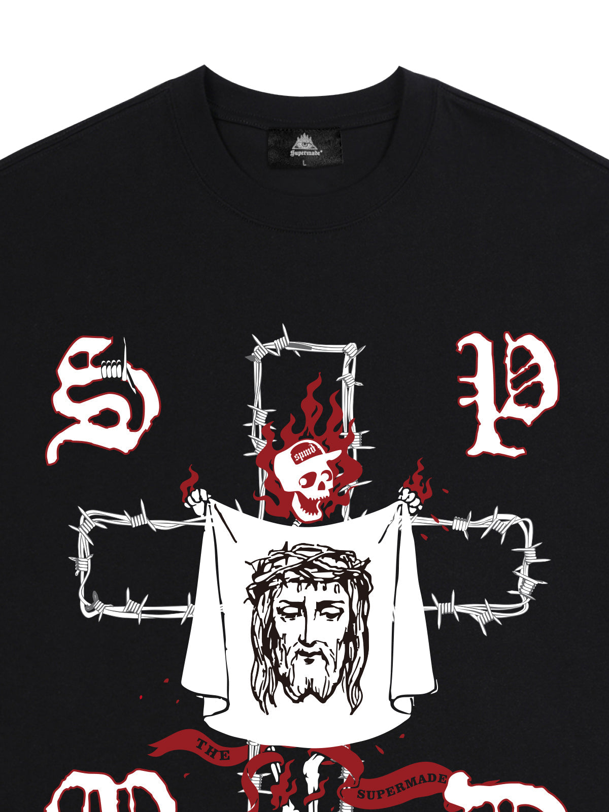 T-Shirt mit Original-Totenkopf- und Jesus-Print