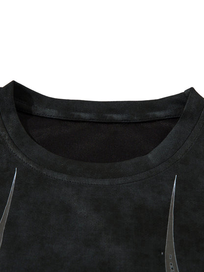 Oversized Graphic Suede Print T-Shirt