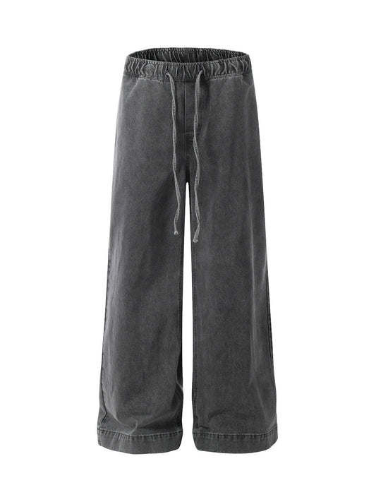 Jean baggy classique délavé avec cordon de serrage