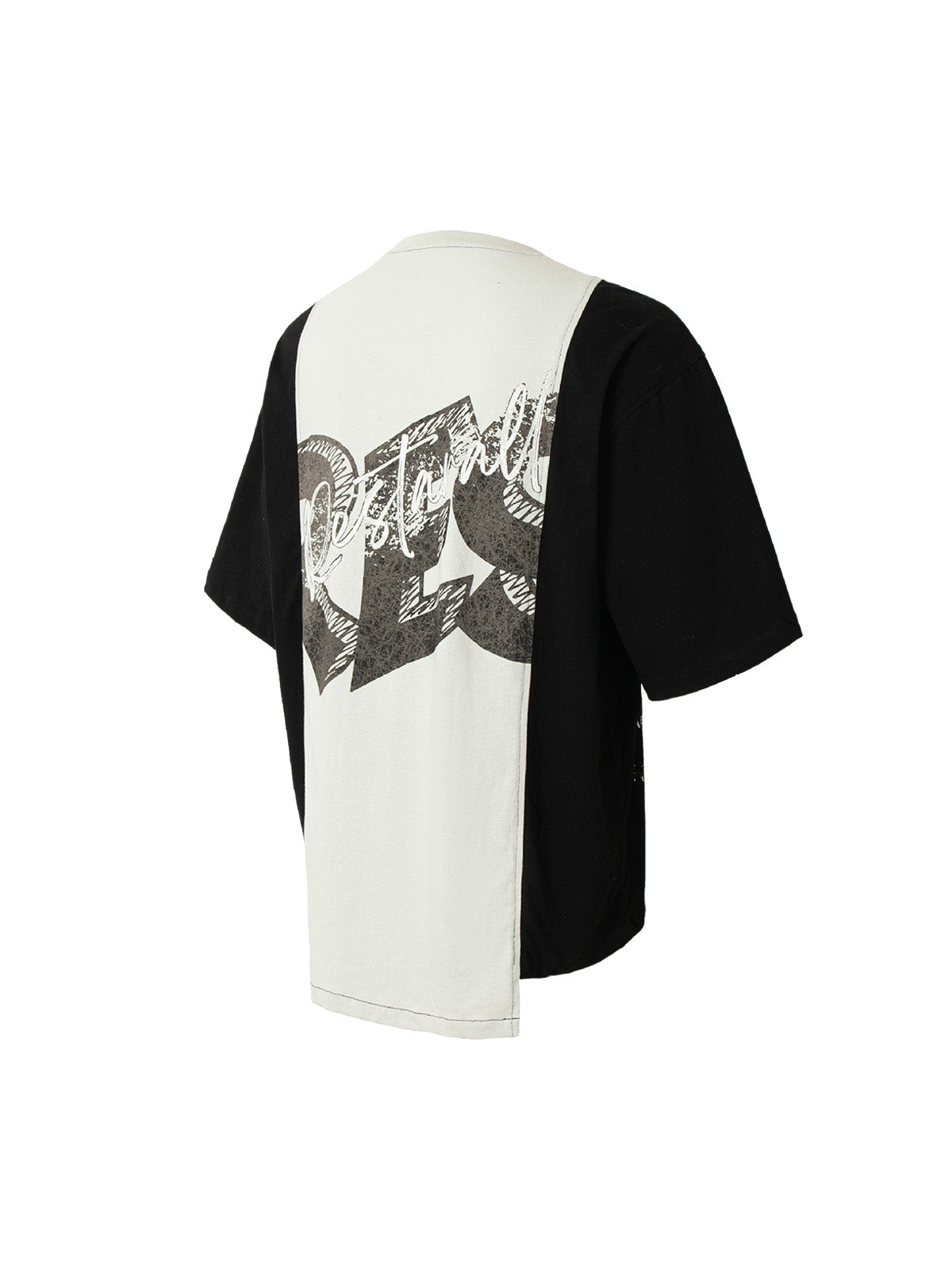 T-Shirt mit gespleißtem Dekonstruktions-Print