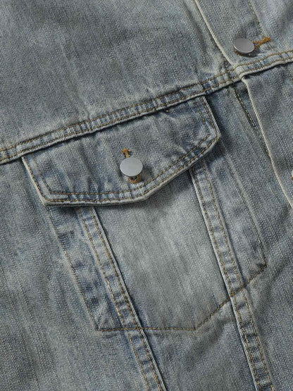 Veste en jean rétro délavée Totem