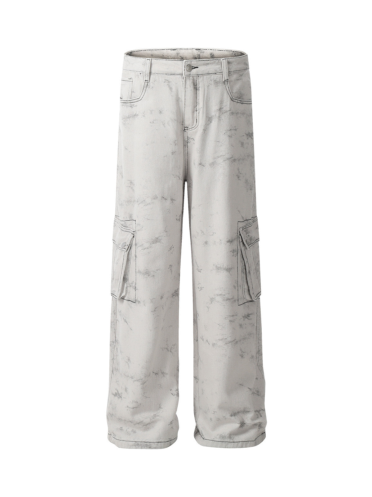 Thesupermade Workwear Multi-Pocket Tie-Dye Pants