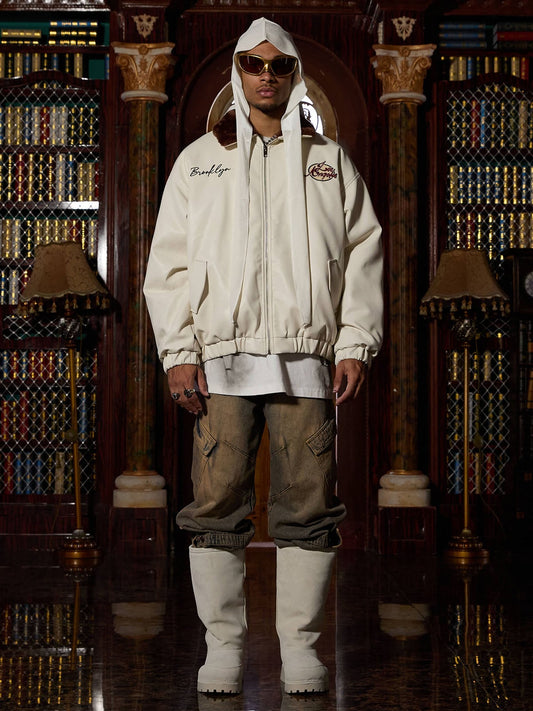 Veste matelassée en cuir synthétique avec col en fourrure brodée Thesupermade - 2272