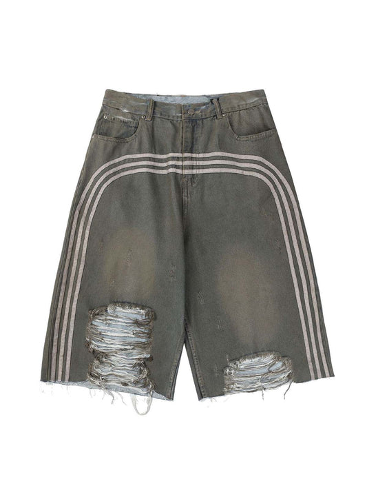 Zerrissene, schmutzig gefärbte, gestreifte Jorts
