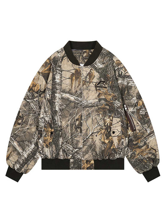 Thesupermade – Baseball-Bomberjacke mit Blatt-Camouflage-Muster