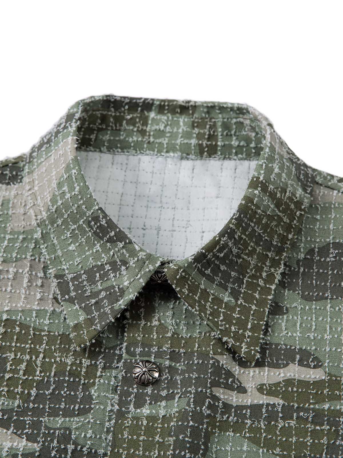 Gewaschenes, gebürstetes Kurzarmhemd mit Camouflage-Muster