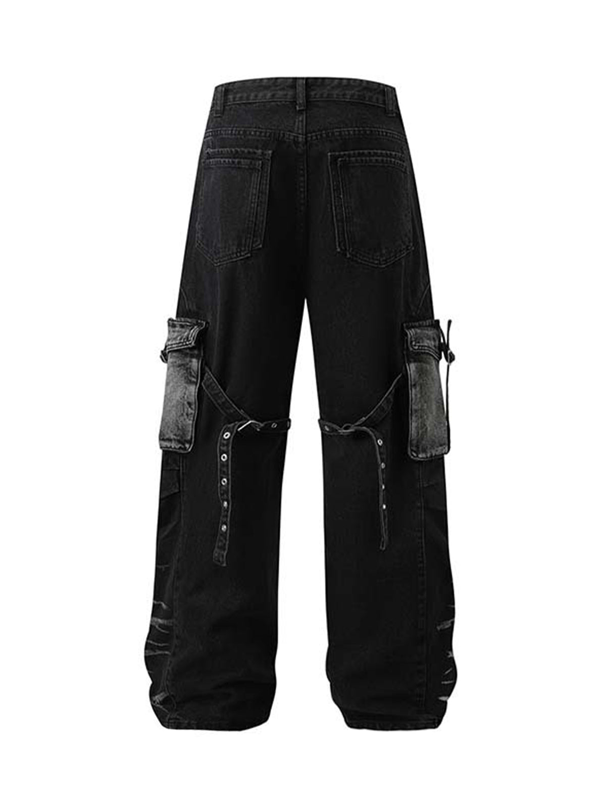 Jean cargo multi-poches délavé vintage vieilli