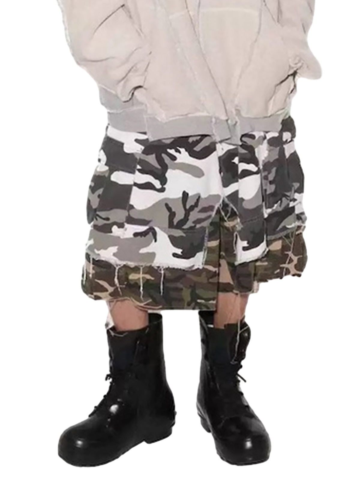 Retro Faux Two-Piece Whisker Camouflage Jorts