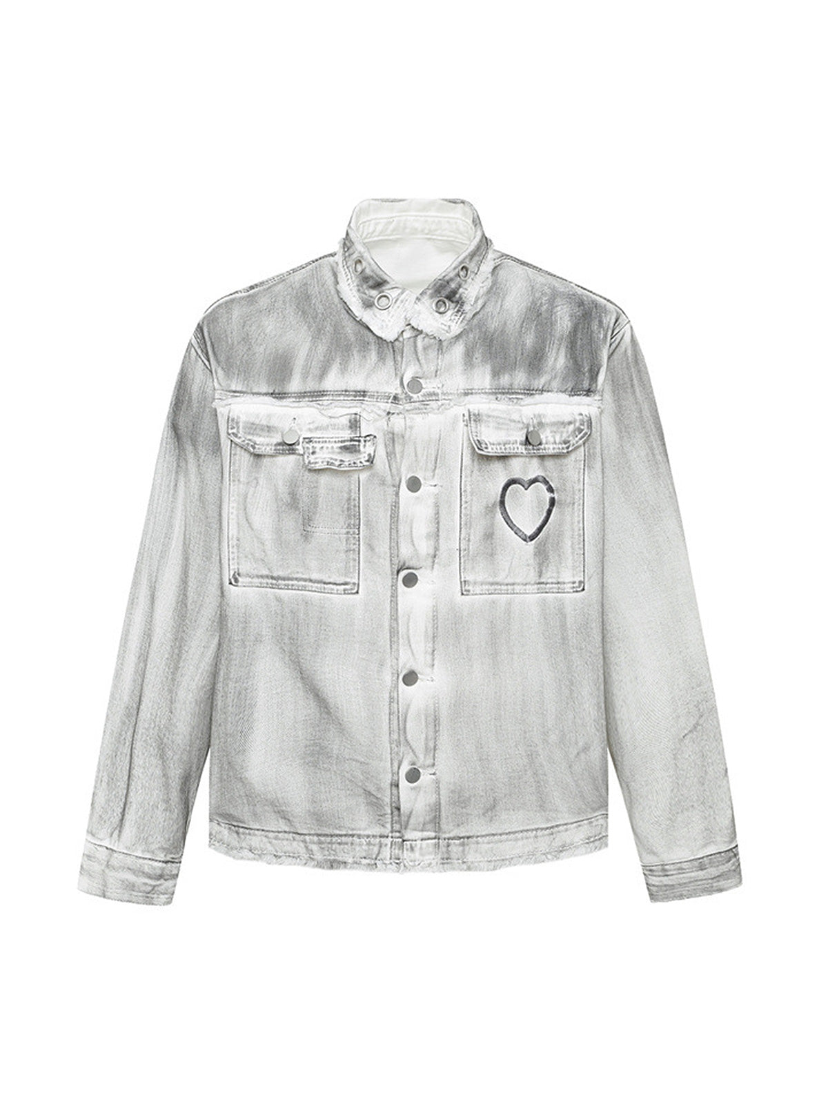 Distressed-Jeansjacke mit Stickerei