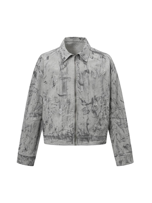 Blouson aviateur en denim tie-dye