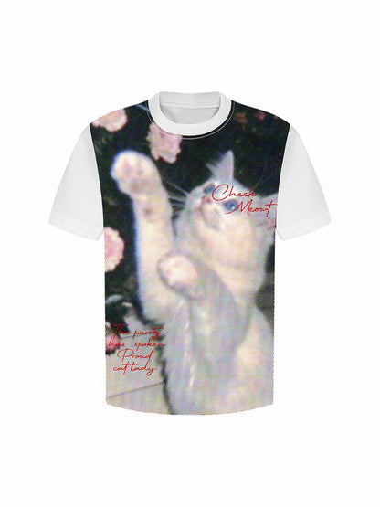 Retro Cute Cat Print T-shirt