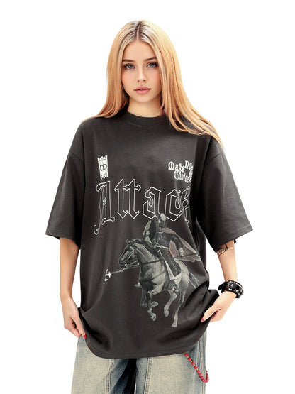 T-shirt imprimé peinture à l'huile rétro