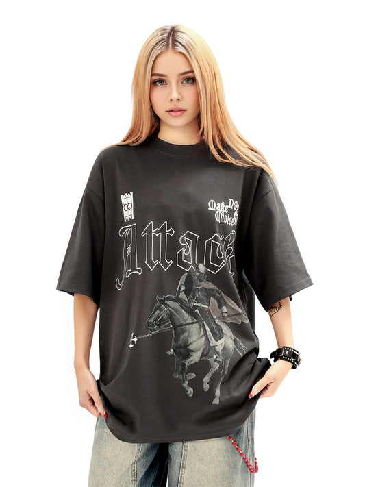 T-shirt imprimé peinture à l'huile rétro