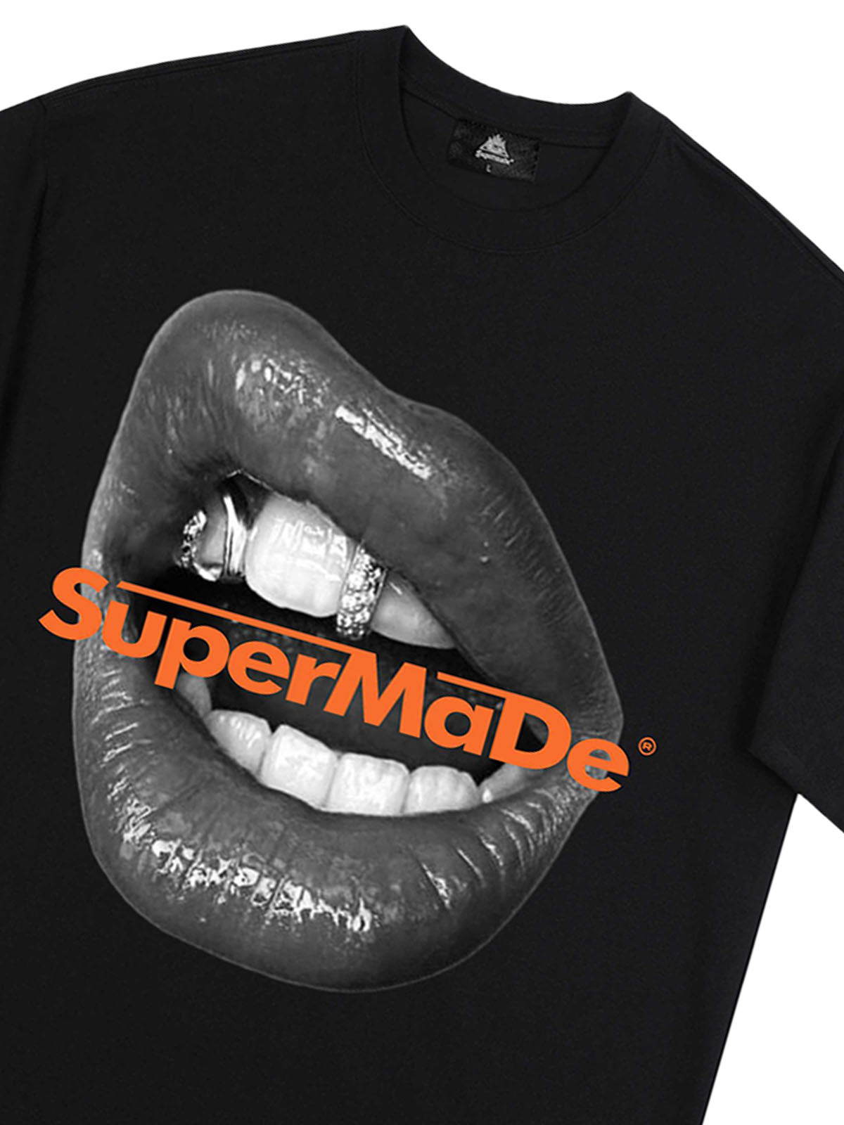 Kurzärmliges T-Shirt mit Lippen-Print