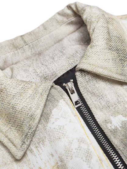 Blouson aviateur matelassé effet dégradé graffiti vieilli - 2314