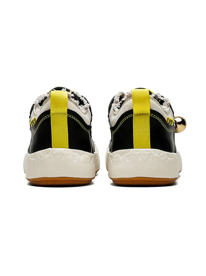 Fun Big Toe Leather Spliced Sneakers