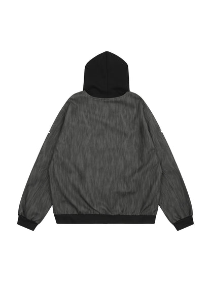 Kapuzenjacke mit Reißverschluss und Patchwork-Print