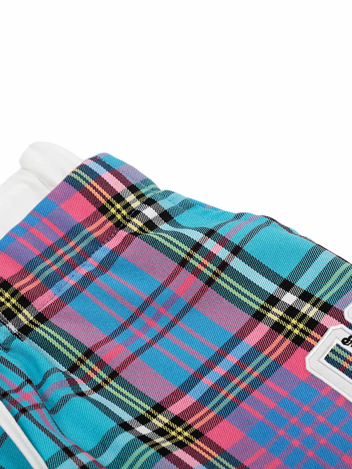 Pantalon à carreaux contrastés avec cordon de serrage