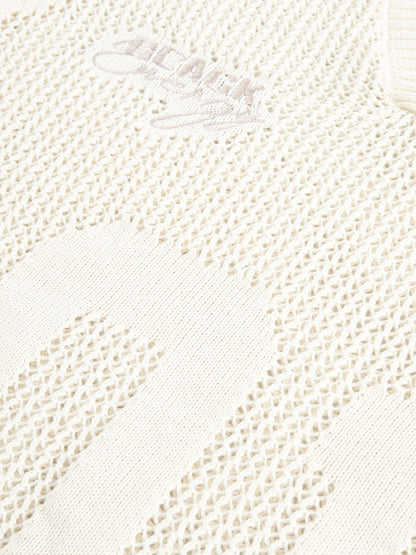 Vintage Ripped Long Sleeve Knitted Jersey V-Neck Sweater