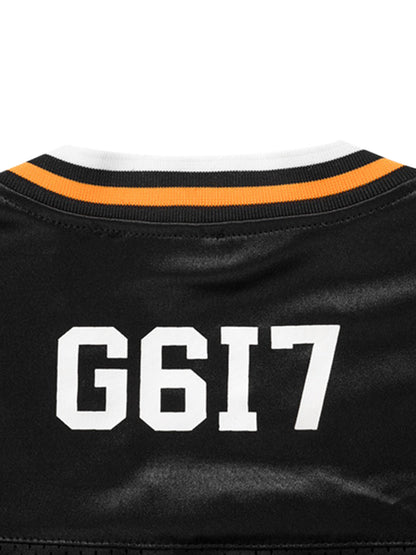 Oversize-T-Shirt mit V-Ausschnitt und Jersey-Print