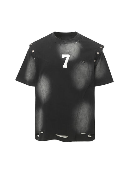 Retro Washed Detachable Waistcoat T-shirt