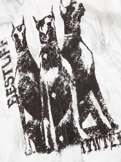 Kurzärmliges Hemd mit Dobermann-Print