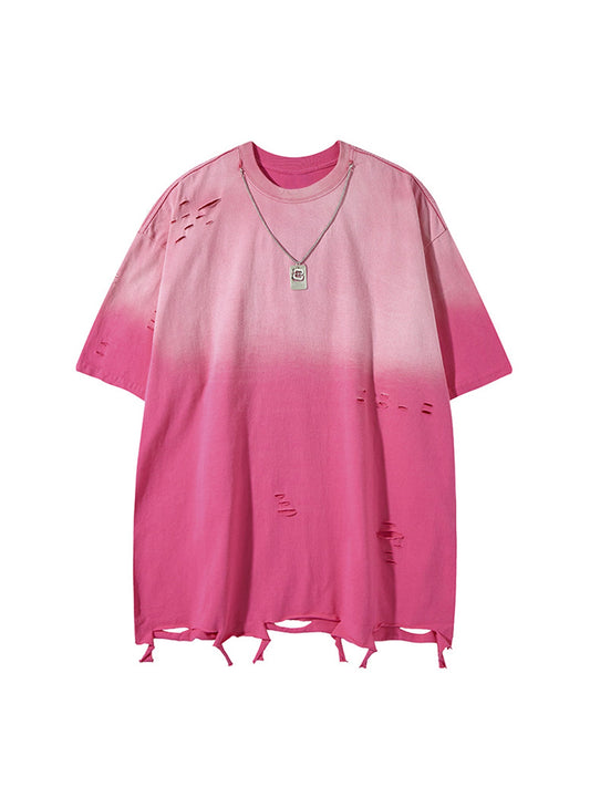 T-shirt Tie-Dye avec collier à bords déchirés