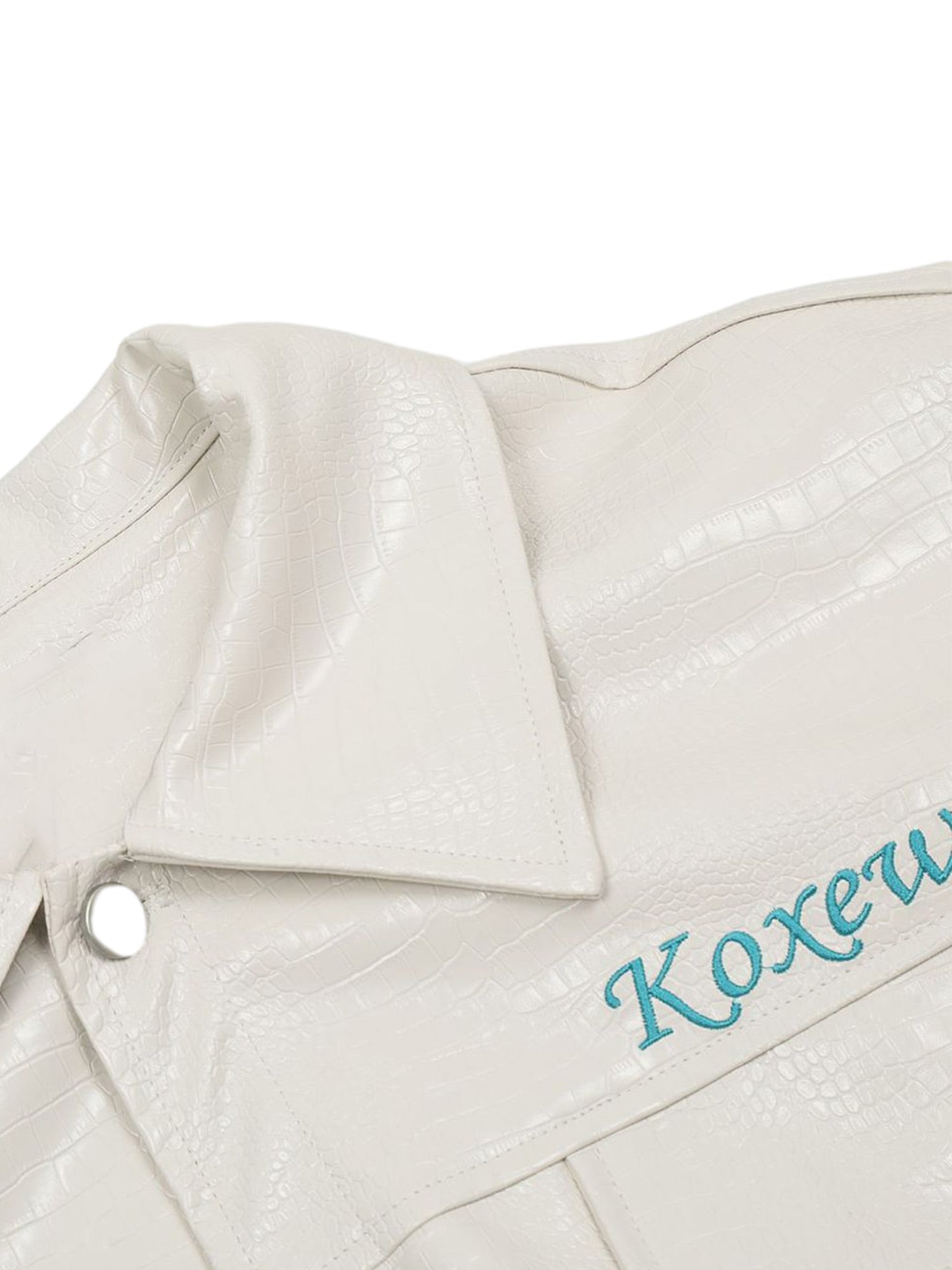 Thesupermade Star Embroidered PU Leather Jacket