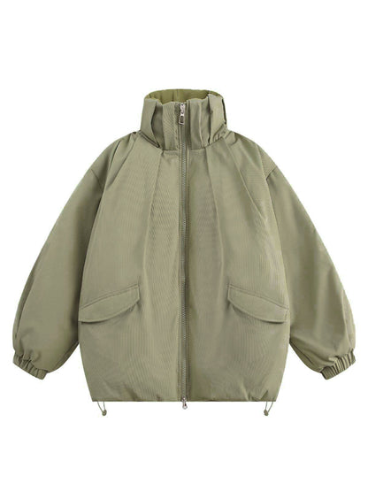 Veste vintage surdimensionnée à col montant plissé
