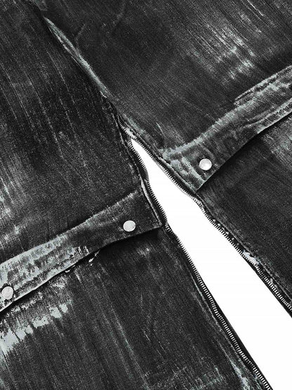 Dekonstruierte Split-Jeans im Street Batik-Stil