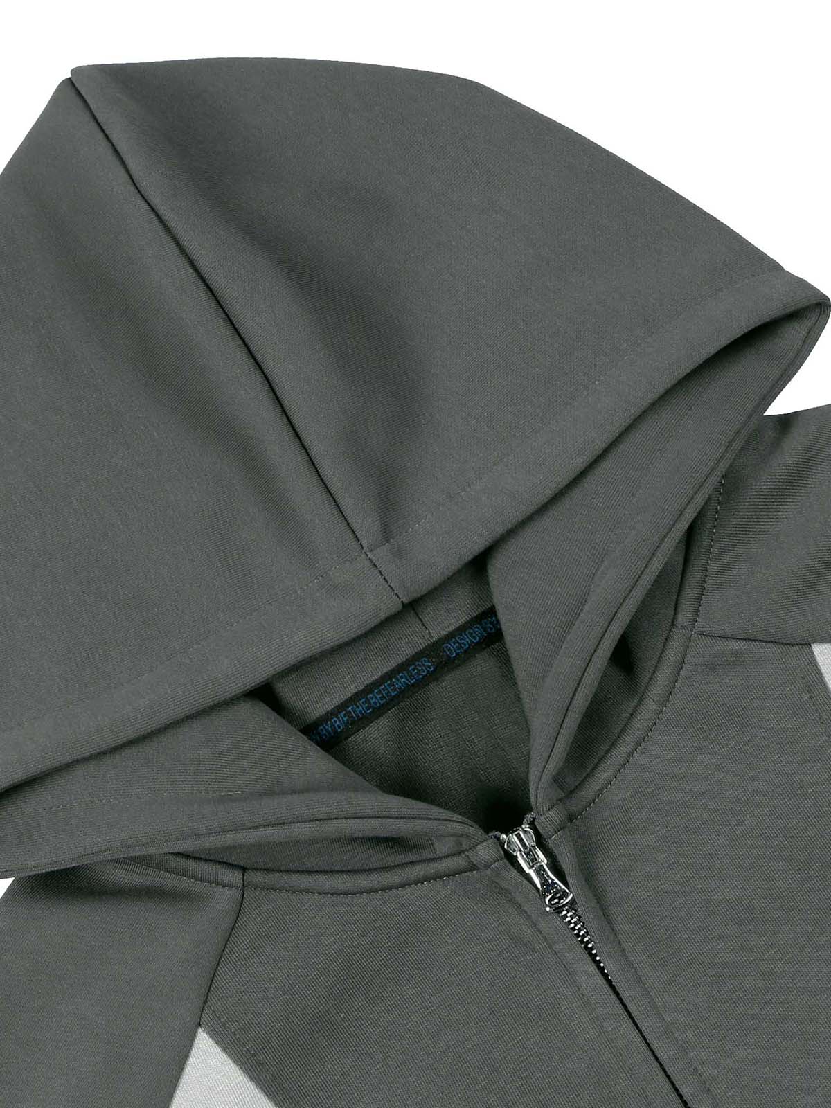 Thesupermade Contrast Color Stitching Embroidered Zipper Hoodie