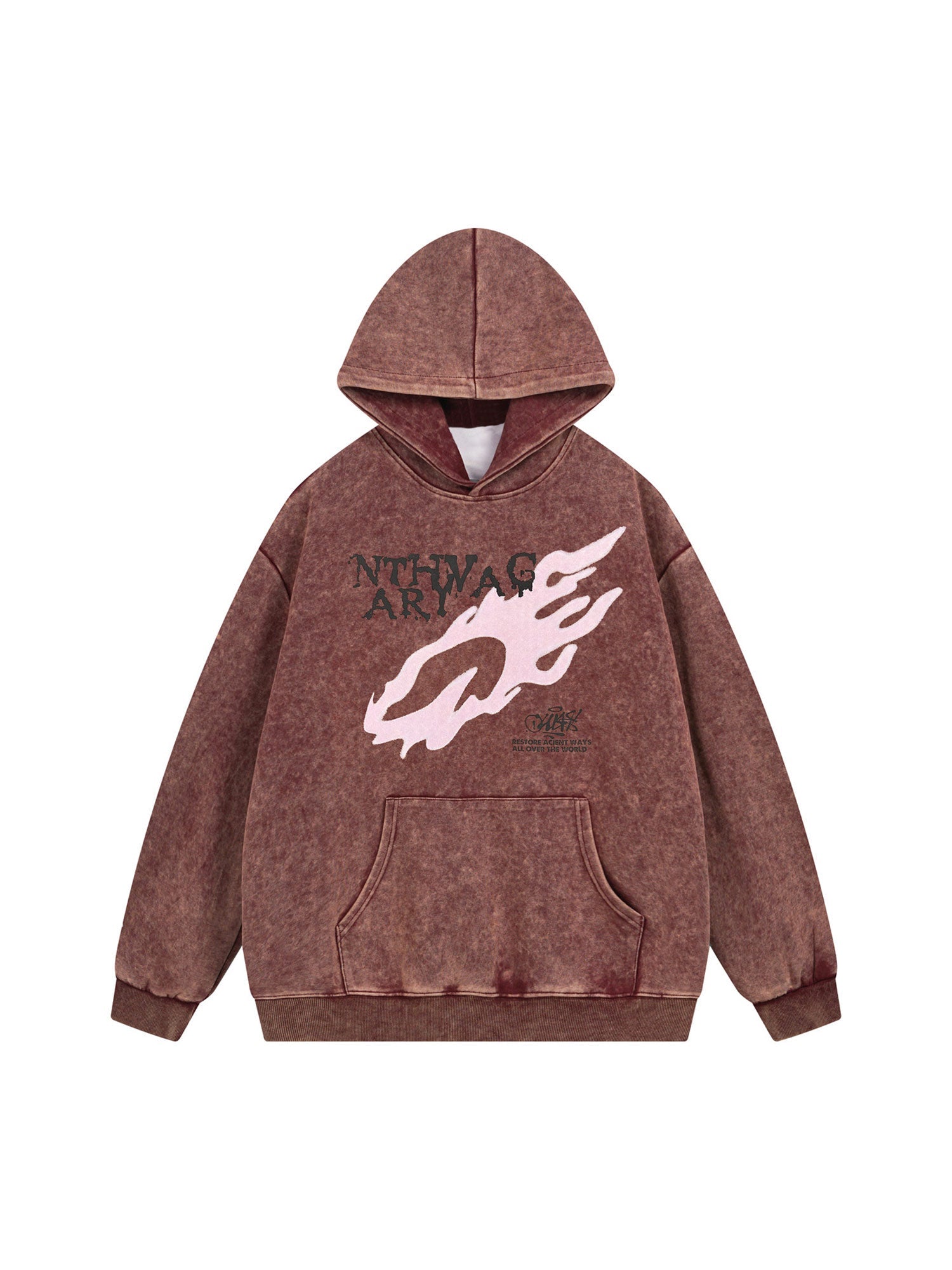 Thesupermade – Fleece-Sweatshirt mit Kapuze und Flammen-Print