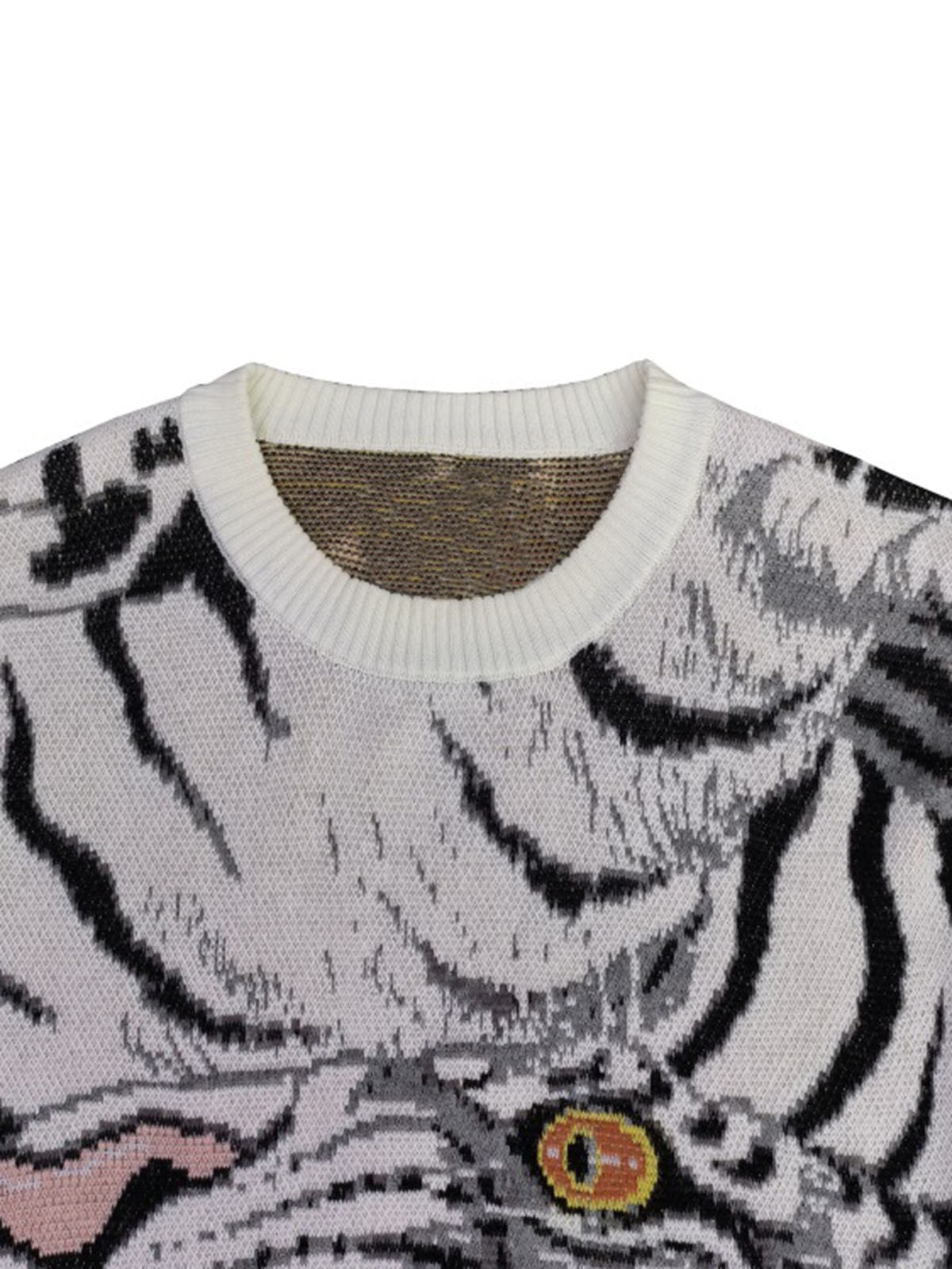 Tiger Crew Neck Knitted Sweater