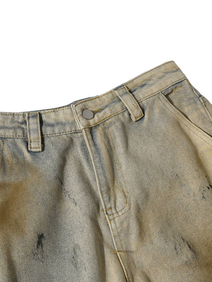 Jeans mit verwaschenem Graffiti-Sprühfarbenfass