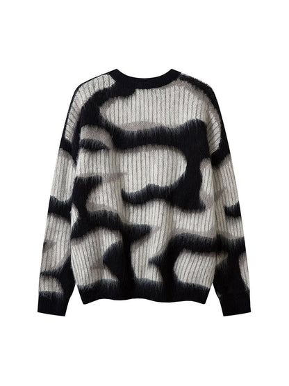 Pull ras du cou en mohair abstrait Thesupermade