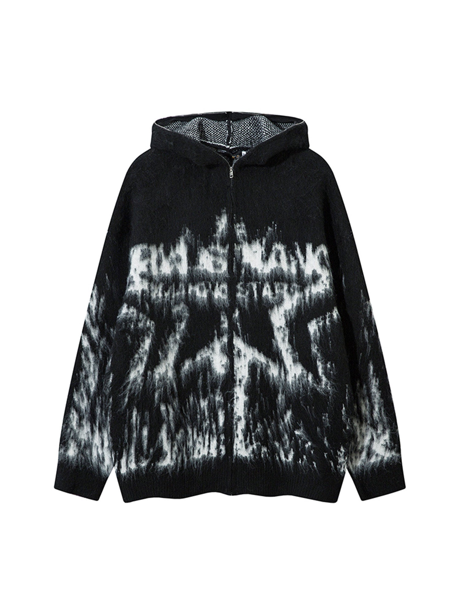 Pull zippé à capuche duveteux en mohair Star de Thesupermade