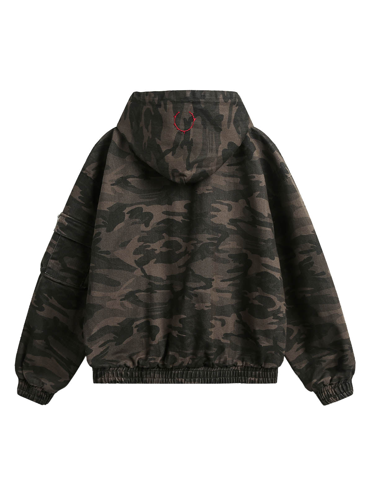 Deconstructed Camouflage Workwear Cardigan Hooded Jacket - 2290