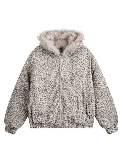 Nerzpelzjacke mit Gepardenmuster und Kapuze - 2270