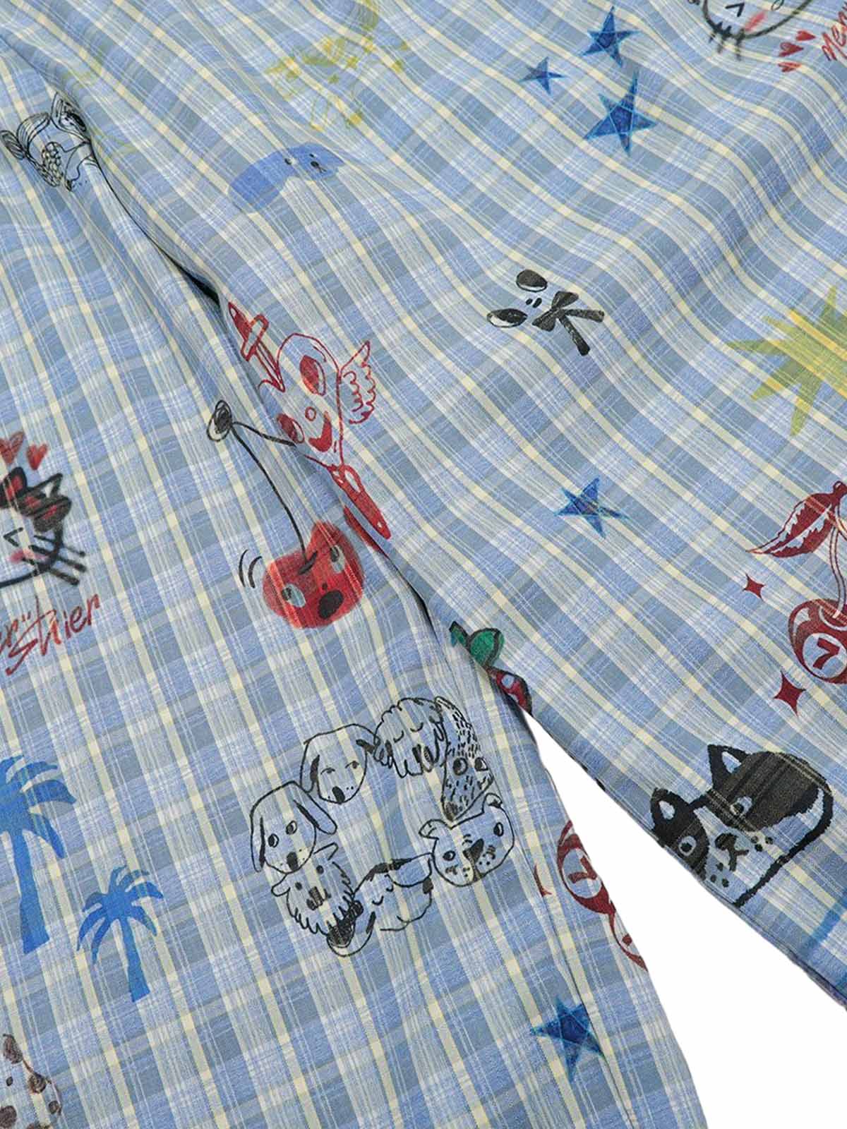 Pantalon à carreaux amusant à imprimés floraux et fruités